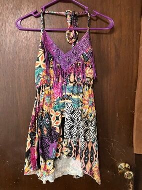 multicolor boho patchwork tank top dress